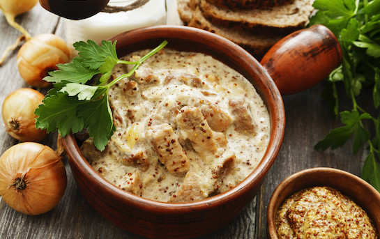 Emince de poulet à la moutarde